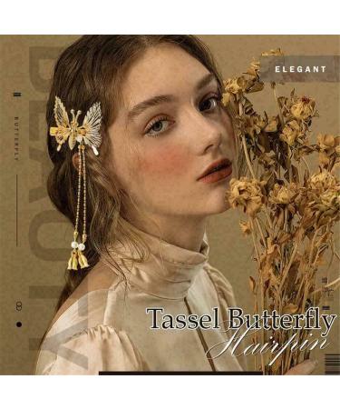 Elegant Tassel Butterfly Hairpin - Shiny Moving Hair Clip for Women & Girls | Perfect Silver Hair Accessory - Buy Online on GoSupps.com