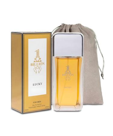 Men's Cologne 1 Billion Lucky Eau De Toilette Body Spray Fragrance For Men- Daywear Casual Daily Perfume Set with Suede Pouch- 3.4 Fl Oz Bottle- Ideal EDT Beauty Gift for Birthday Anniversary