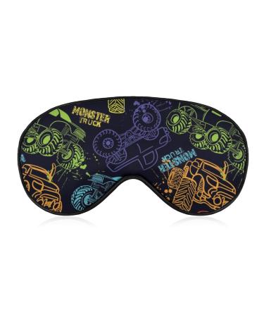 LynaRei Monster Truck Cars Sleep Mask Blindfold Colorful Cute Car Adjustable Super-Smooth Soft Eye Mask Cover for Men Women Travel and Nap Style