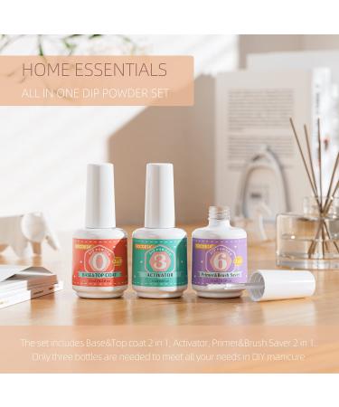 SOORIA Dip Powder Liquid Set - 2-in-1 Base & Top Coat, Primer, Activator - Nail Art DIY Salon French Manicure - Fast Dry, No Lamp Needed - Buy Online on GoSupps.com