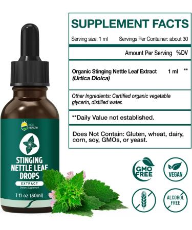 Organic KingHealth Stinging Nettle Extract Tincture - 98% Absorption, Vegan, Non-GMO - 1 fl oz - Buy Online on GoSupps.com