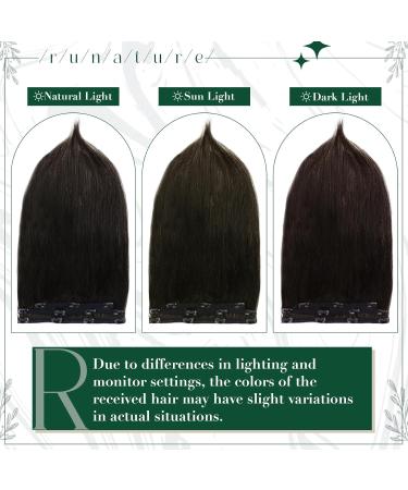Runature Clip-In Extensions | Real Remy Hair | Natural Black 40cm | 3 Pieces 50g | Color #1B - Buy Online on GoSupps.com