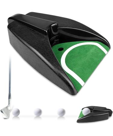 Henbula Golf Automatic Putting Cup, Golf Ball Automatic Putting Returning Machine, Golf Putting Practice Hole Putting Training Aid with AutoBall Return for Indoor Outdoor Golf Practice, Black & Green