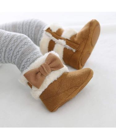 Yinuoday Winter Baby Girls Snow Boots | Anti-Slip Prewalker Newborn Boots for 12-16 Month Infants in Dark Brown - Buy Online on GoSupps.com