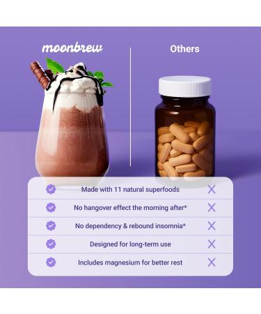 MoonBrew Nighttime Magnesium Coconut Chocolate Mix Natural Sleep Aid Drink Mix for Adults - Calming Melatonin-Free Sleep Support Powder with Magnesium Glycinate L-Theanine Chamomile & Zinc - Buy Online on GoSupps.com
