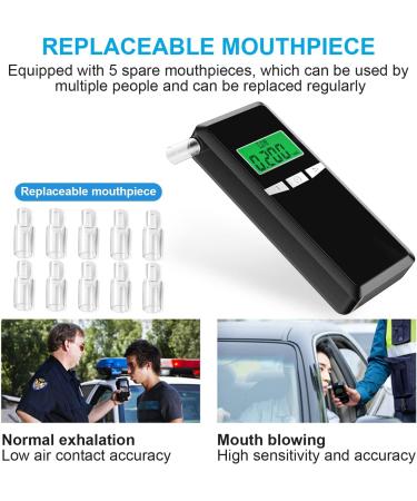 Breathalyzer 2022 Upgrade Professional-Grade Accuracy Alcohol Tester with Digital Blue LCD Display for Home or Party Use with 10 Mouthpieces - Buy Online on GoSupps.com
