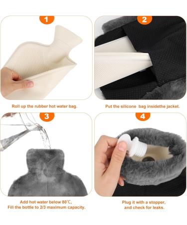 Buy MxTimwan 2-in-1 Electric-Free Foot Warmer | 38x32cm Hot Water Bottle & Heating Pad for Men & Women - Soft Gray - Ideal for Office Use - Buy Online on GoSupps.com