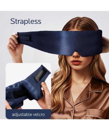 22 Momme Silk Sleep Mask - Pure Mulberry Eye Mask for Total Blackout | Adjustable for Travel & Sleep - Unisex Blue - Buy Online on GoSupps.com
