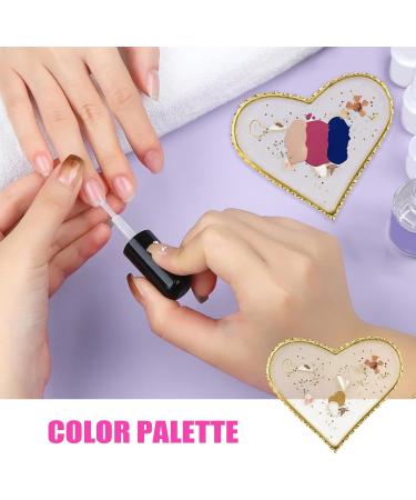 Palette de Vernis Ongles Plateau de Mixage pour Maquillage des Ongles | Plateau R sin l gant Bord Dor pour Pratique Gel Manucure Salon Domicile Amour - Buy Online on GoSupps.com