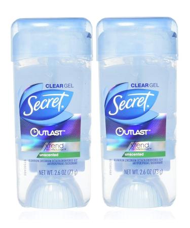 Secret Outlast Outlast XTEND Clear Gel Antiperspirant & Deodorant, Unscented, 2.6 Oz (2 Pack)
