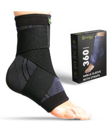 GARNO Ankle Brace Compression Sleeve with Adjustable Straps, Arch Support & Foot Stabilizer, Elastic Wrap for Plantar Fasciitis, Achilles Tendonitis Recovery, Sports Bandage Sock Men, Women 1