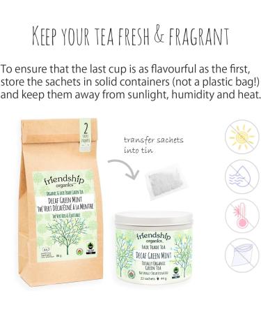 Friendship Organics Decaf Green Mint Tea Bags Organic and Fair Trade 22 Count 22 Count (Pack of 1) - Buy Online on GoSupps.com