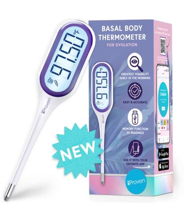 New 2023 iProven Basal Body Thermometer with Jumbo LCD & Backlight - BBT for Ovulation Tracking - 1/100th Accurate Digital Electronic Fertility Monitor Temperature Tracker