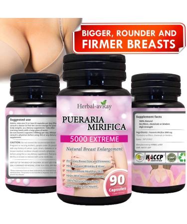 Pueraria Mirifica 5000mg Capsules - Natural Breast Enhancement & Menopause Relief - 90 Vegetarian Capsules - Buy Online on GoSupps.com