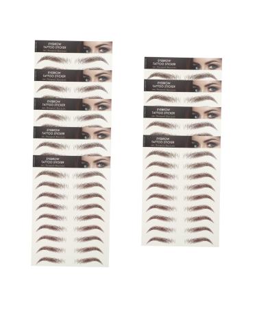 POPETPOP 9 Sheets Waterproof Eyebrow Stickers Makeup Brow Sticker Imitation Eyebrow 6d Template Water Proof
