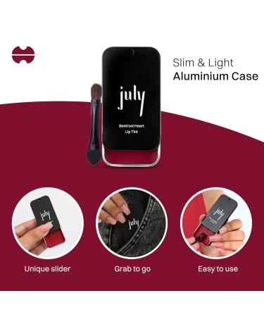 July Beetroot Heart Lip & Cheek Tint 3-in-1 | SPF 15 | 24hr Moisturization | Creamy Matte | Jojoba & Almond Oil | International Shipping - Buy Online on GoSupps.com