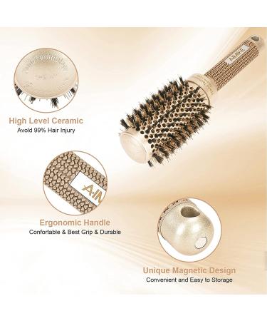 AIMIKE Nano Ceramic Ionic Round Brush 1.7'' | Medium Barrel with Boar Bristles for Blow Drying, Styling, Curling | Increase Hair Shine | Includes 4 Hair Clips - Buy Online on GoSupps.com