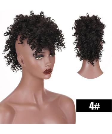 Hair Bun Hairpiece for Women Puff Afro Curly Hairpieces Mohawk Ponytails for Women Synthetic Kinky Curly Hair Bun Ponytail Extension with Bangs Wrap Updo Clip in Hair Extensions Hair Chignons(4) - Buy Online on GoSupps.com