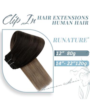 Runature Ombre Clip-In Hair Extensions Dark Brown to Ash Blonde 55cm 120g Remy Real Hair for Seamless Volume & Recovery | #2/6/18 - 7Pcs - Buy Online on GoSupps.com