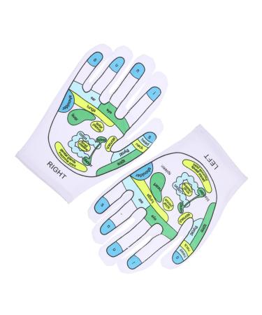 SOLUSTRE Reflexology 1 Pair Acupressure Printed Gloves Schematic Diagram Spandex Hydrating Spa Gloves