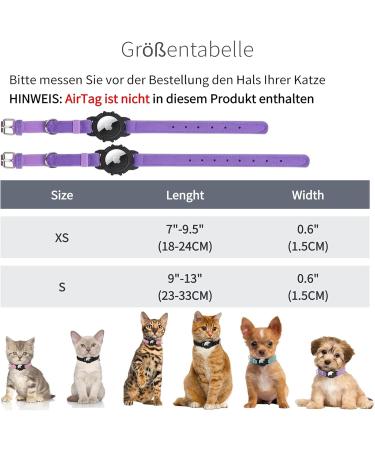 Jiaarui AirTag Cat Collar - Soft GPS Tracker with Bell & Bracket for Girls/Young Cats (Purple XS) - Buy Online on GoSupps.com