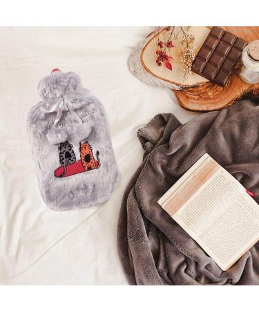 Bigging Design Cats Heat Bottle - 2L Soft Plush Cover for Kids & Adults | Knitted Hot Water Bottle for Back & Abdominal Pain Relief - Gray - Buy Online on GoSupps.com