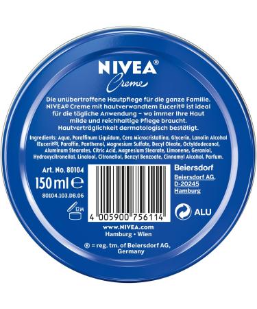 Nivea Cream Can 150ml Classic Moisturizer for All Skin Types Rich Eucerite Skin Care | Pack of 3 - International Shipping - Buy Online on GoSupps.com