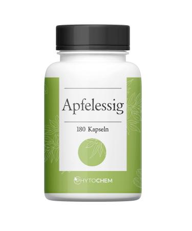 Phytochem apple cider vinegar 180 capsules high -dosed with 500 mg apple cider vinegar powder per capsule vegan and without additives laboratory tests 3 months stock