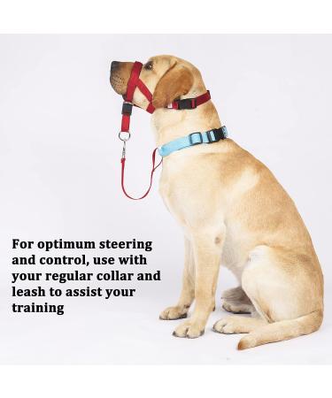 Buy Barkless Dog Handlebars - No Pull Adjustable Padded Halter with Training Guide for Medium Dogs - Red - Buy Online on GoSupps.com