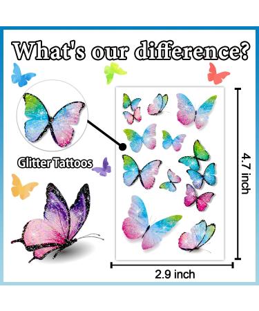Leesgel Butterfly Temporary Tattoos for Kids - Glitter Girls Birthday Party Decorations - Buy Online on GoSupps.com