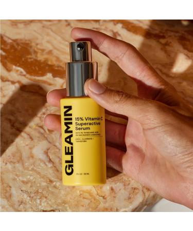 Gleamin 15% Vitamin C Serum - Brightening & Texture Improvement with Tranexamic Acid Niacinamide Bakuchiol | Fragrance Free - 1 FL OZ - International Shipping Available - Buy Online on GoSupps.com