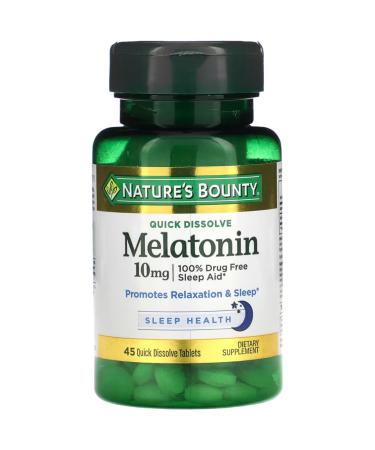 Nature's Bounty Melatonin 10 mg Quick Dissolve Tablets 45 ea (Pack of 4)