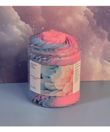 Cotton Candy Whipped Foaming Shea Butter Sugar Scrub. Exfoliating Body Wash & Scrub. All Natural Shea Butter Whipped Soap. Shaving Cream. (8 oz)