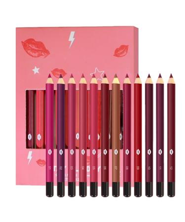 G n rique Lip Pencil Collection 12 Matte and Smudge-Proof Colors - Waterproof Lip Pencil Set For Women Girls Teens Wives Friends Family Sisters Birthdays Christmas Parties