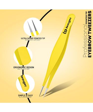 Professional Eyebrow Tweezers Set 2-Piece Slant & Point Precision Tip Stainless Steel Precision Tweezers Kit for Ingrown Hair Removal and Lash Extensions Crafted for Professional Use (Yellow) - Buy Online on GoSupps.com