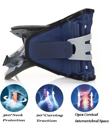 Jlasdr Adjustable Inflatable Neck Support | Cervical Neck Pain Relief & Spine Alignment - Blue - Buy Online on GoSupps.com
