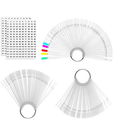 150 PCS Transparent Nail Swatches Sticks TEOYALL Fan-shaped Nail Polish Display Board Nail Art Tips Practice Sticks (150pcs)
