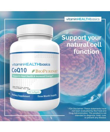 CoQ10 3 Month Supply - Premium Quality Antioxidant for Energy & Heart Health - Global Shipping Available - Buy Online on GoSupps.com