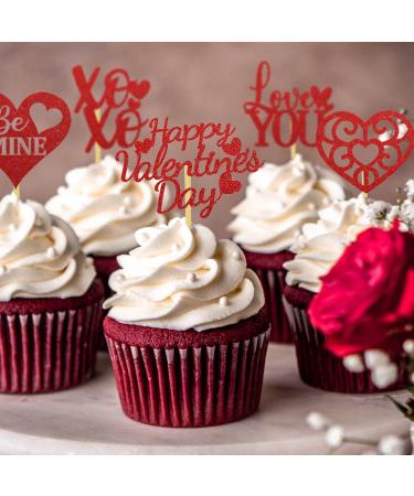 Happy Valentine's Day Cupcake Toppers Heart Love You Food Picks Wedding Anniversary Engagement Bridal Shower Party Favors - Buy Online on GoSupps.com