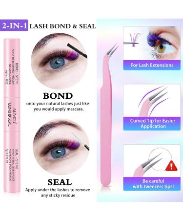 120 Colored Cluster Lash Extension Kit - DIY Home Application with Bond Seal & Applicator Tool - Buy Online on GoSupps.com