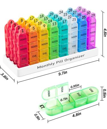 Daviky 4-Times-a-Day Monthly Pill Organizer | 30 Day Pill Box for Daily Medication | One Month Pill Case and Container - Buy Online on GoSupps.com