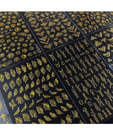 10 Sheets Gold Flowers Nail Art Stickers - 3D Self-Adhesive Floral Decals for Women | Metallic Nail Decor & Manicure Accessories - Buy Online on GoSupps.com
