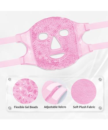 Silicone Face Mask Cover & Ice Face Mask Set | Cooling Relief for Dark Circles Puffiness Migraines | Reusable Anti-Wrinkle Holder - Pink - Buy Online on GoSupps.com