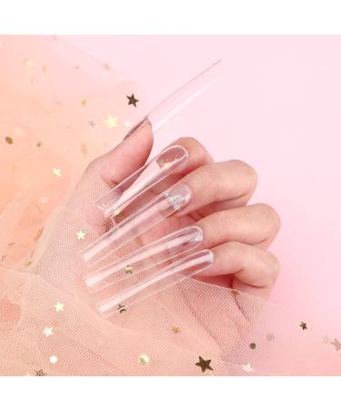 Shop No LIFE 504 Pieces Full Cover XXXL Square False Nail Tips - 12 Sizes of Super Extra Long Clear Quadratic Acrylic Nails for Nail Studios & Manicure - Buy Online on GoSupps.com