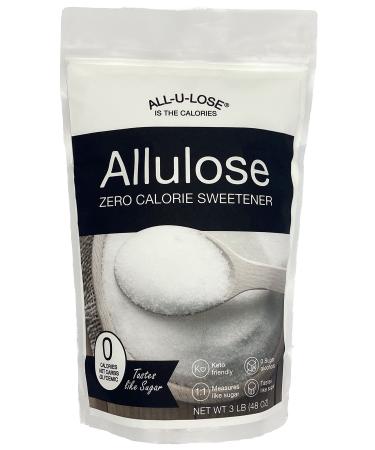 Allulose - Natural Sweetener, Sugar Substitute, Crystalline Allulose, 3lb stand-up pouch - All-u-Lose 3 Pound (Pack of 1)
