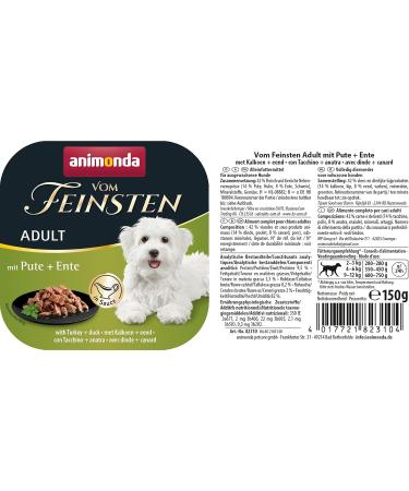Animonda Finest Adult Dog Food - Wet Food with Turkey & Duck in Sauce (22 x 150g Pack) - Premium International Shipping - Buy Online on GoSupps.com