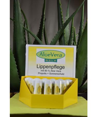 Aloe Vera Gold Lip Care Stick - Pack of 5 (5 x 5 ml) | Moisturizing & Soothing Lip Balm for Dry Lips | International Shipping Available - Buy Online on GoSupps.com