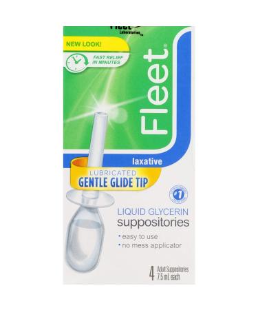 Fleet Laxative Liquid Glycerin Suppositories | 4 Count | 7.5 oz each | Pack of 12 | Fast Constipation Relief in Minutes