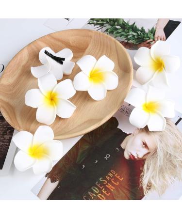FRCOLOR Hawaiian Plumeria Flower Hair Clip Wedding Bridal Barrette - 10 Pieces - Buy Online on GoSupps.com