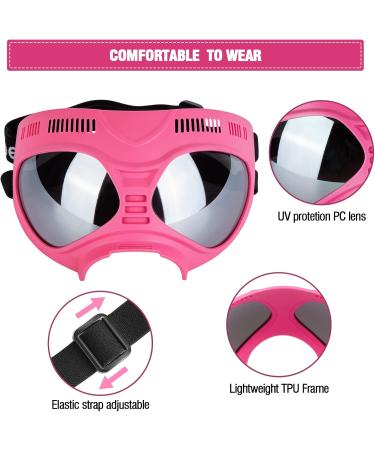 Buy Ownpets Anti-UV Dog Glasses | Windproof Adjustable Sunglasses for Medium & Large Dogs - Pink Frame Silver Lens - Buy Online on GoSupps.com